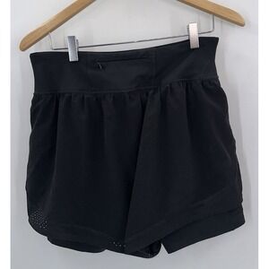 Spanx Get Moving Short Solid Black 2 in 1 Stretch Athletic Wicking Large Pockets